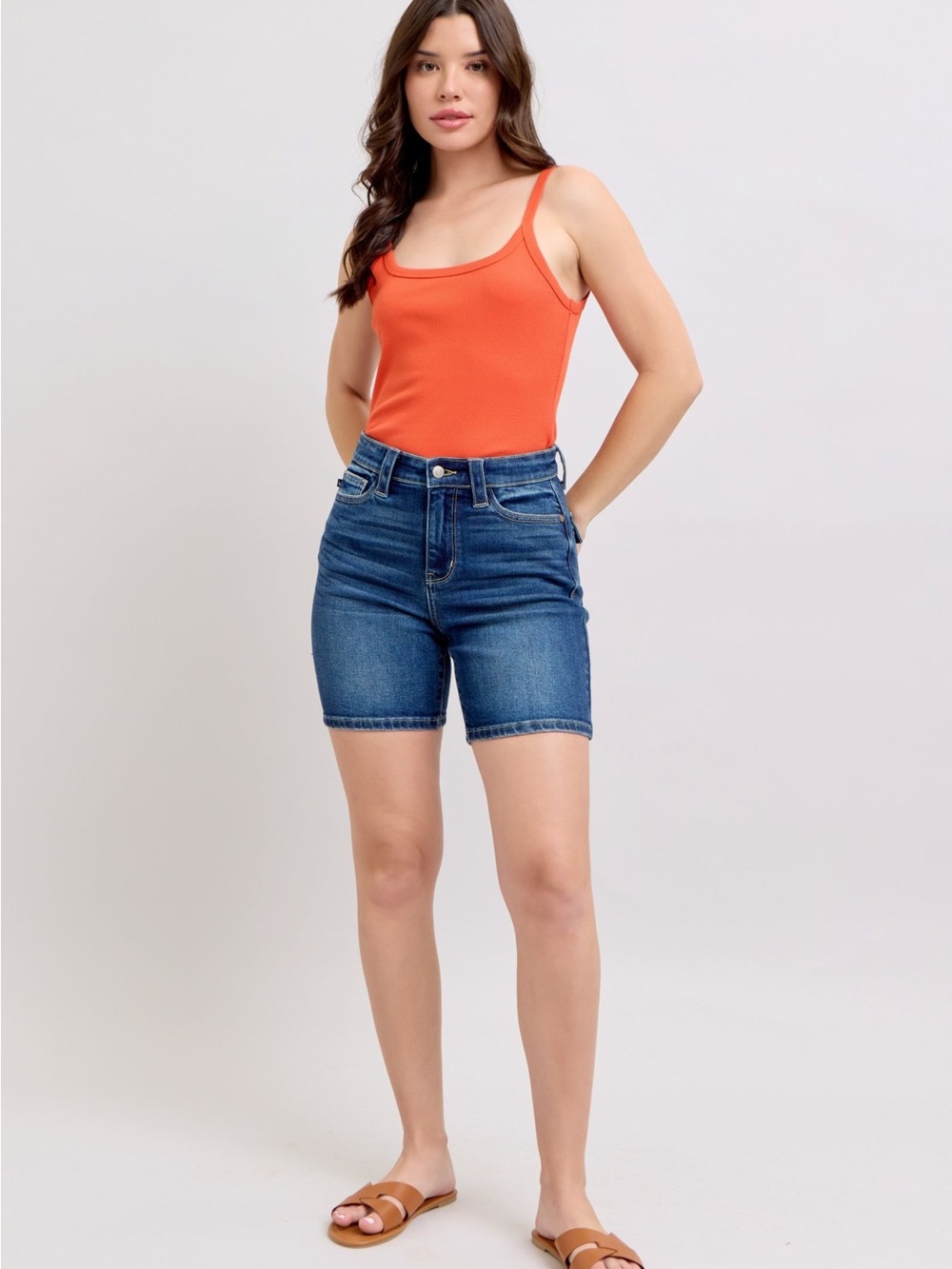 Judy Blue High-Rise Denim Bermuda Flap pocket Shorts
